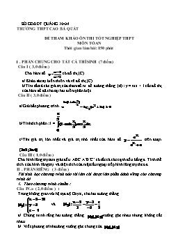Đề tham khảo Ôn thi Tốt nghiệp THPT môn Toán - THPT Cao Bá Quát