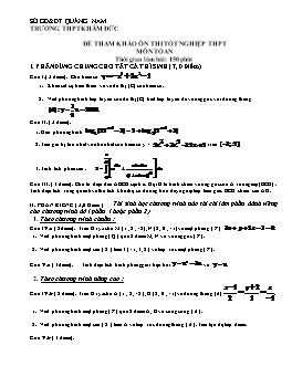 Đề tham khảo Ôn thi Tốt nghiệp THPT môn Toán - THPT Khâm Đức