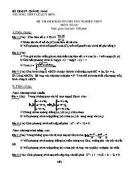 Đề tham khảo Ôn thi Tốt nghiệp THPT môn Toán - THPT Lê Quý Đôn