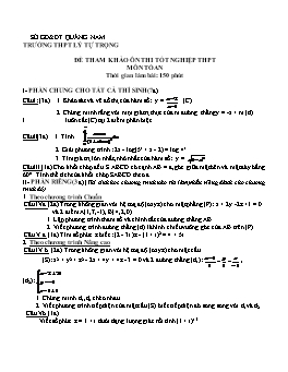 Đề tham khảo Ôn thi Tốt nghiệp THPT môn Toán - THPT Lý Tự Trọng