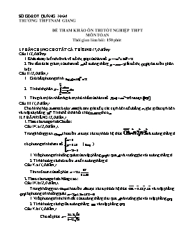 Đề tham khảo Ôn thi Tốt nghiệp THPT môn Toán - THPT Nam Giang