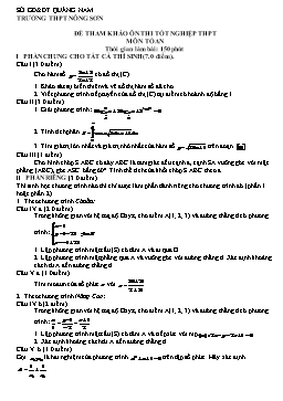 Đề tham khảo Ôn thi Tốt nghiệp THPT môn Toán - THPT Nông Sơn