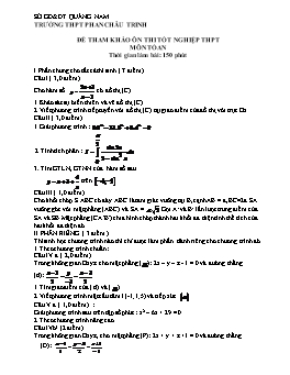 Đề tham khảo Ôn thi Tốt nghiệp THPT môn Toán - THPT Phan Châu Trinh