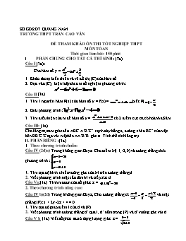 Đề tham khảo Ôn thi Tốt nghiệp THPT môn Toán - THPT Trần Cao Vân