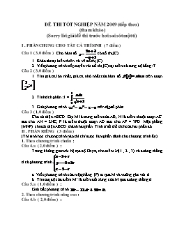 Đề tham khảo thi Tốt nghiệp THPT môn Toán năm 2009