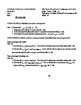 Đề thi giữa học kỳ I môn Toán khối 12 năm học 2012-2013 - THPT An Lương Đông