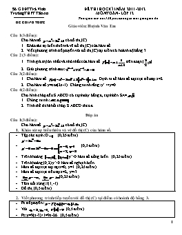 Đề thi học kì I môn Toán lớp 12 năm học 2011 -2012 THPT Tân An