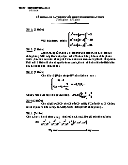 Đề thi khảo sát đội tuyển học sinh giỏi Toán THPT Chuyên Lào Cai