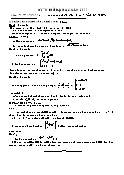 Đề thi thử Đại học môn Toán năm 2011 - THPT Tây Thụy Anh