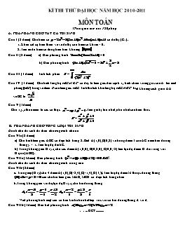 Đề thi thử Đại học môn Toán năm học 2010-2011