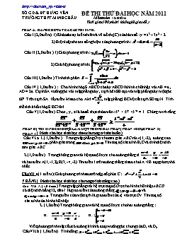 Đề thi thử Đại học năm 2011 môn Toán khối A - THPT Minh Châu