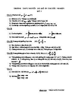 Đề thi thử Tốt nghiệp THPT Nguyễn Du - Trần Hữu Phước