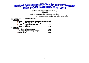 Hướng dẫn nội dung ôn tập thi Tốt nghiệp môn Toán năm 2010-2011