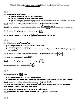 Một số đề Ôn tập kiểm tra 1 tiết Khảo sát hàm số (Nâng cao)