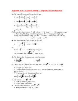 Ôn thi Đại học, Cao đẳng môn Toán - Acgumen tích – Acgumen thương – Công thức Moivre (Moa-vrơ)