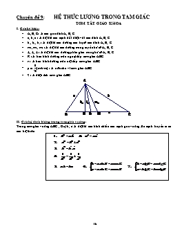 Ôn thi Đại học, Cao đẳng môn Toán - Hệ thức lượng trong tam giác