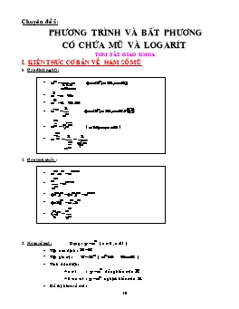 Ôn thi Đại học, Cao đẳng môn Toán - Phương trình và bất phương trình chứa mũ và logarit