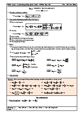 Phân loại và phương pháp giải Toán 12 - Bài 5: Phương trình logarit - Lê Văn Đoàn