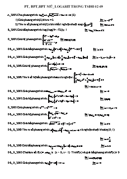 Phương trình, bất phương trình, hệ phương trình mũ, logarit trong tuyển sinh Đại học từ năm 2002 đến năm 2009