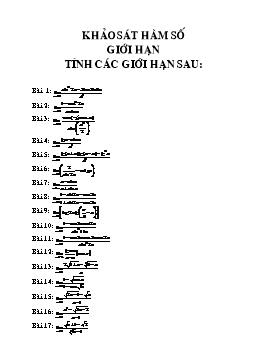 Tài liệu luyện thi Đại học - Khảo sát hàm số và giới hạn