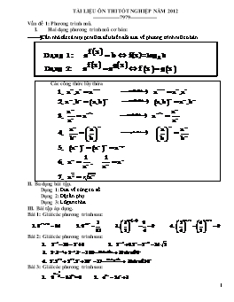Tài liệu Ôn thi Tốt nghiệp môn Toán năm 2012 - Phương trình mũ