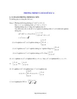 Tổng hợp bài tập về phương trình và hàm số bậc 4