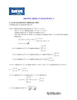 Trọng tâm kiến thức Phương trình và hàm số bậc 4