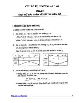 Tuyển tập các Chuyên đề nâng cao dành cho học sinh lớp 12 - Một số bài toán về đồ thị hàm số