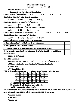 Bộ đề kiểm tra học kì II môn Toán lớp 7