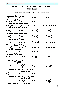 Đề bài trắc nghiệm khách quan môn Toán lớp 9
