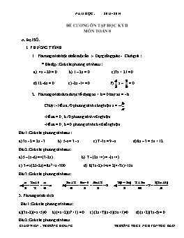 Đề cương Ôn tập học kỳ II môn Toán lớp 8 - Trương Hoàng