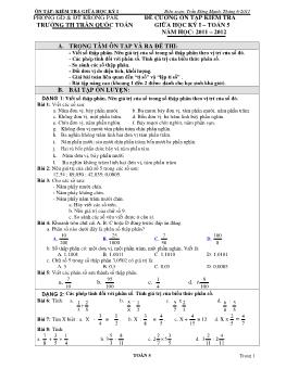 Đề cương ôn tập và kiểm tra giữa học kì I môn Toán lớp 5 năm học 2011-2012