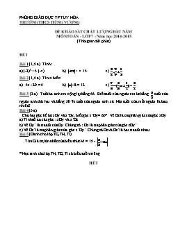 Đề khảo sát chất lượng đầu năm môn Toán lớp 7 năm học 2014-2015 - THCS Hùng Vương