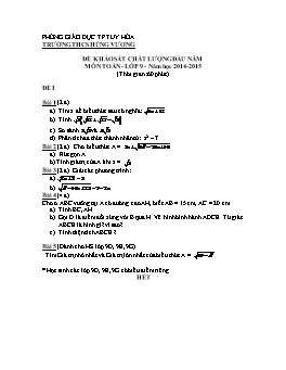 Đề khảo sát chất lượng đầu năm môn Toán lớp 9 năm học 2014-2015 - THCS Hùng Vương