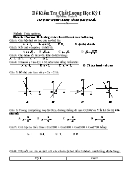Đề kiểm tra chất lượng học kỳ I bộ môn Toán lớp 9