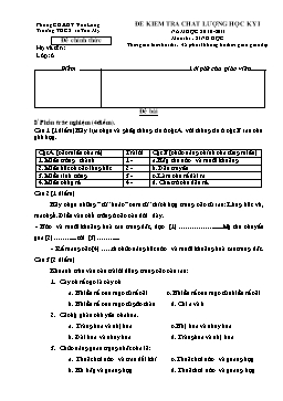 Đề kiểm tra chất lượng học kỳ I môn Sinh học lớp 6 năm học 2010-2011 - Trường THCS xã Tân Mỹ