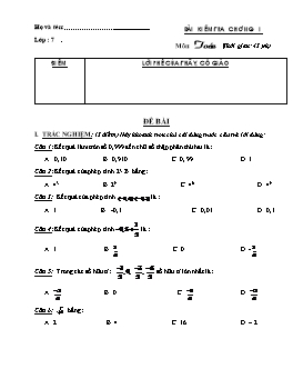 Đề kiểm tra Chương I môn Đại số lớp 7