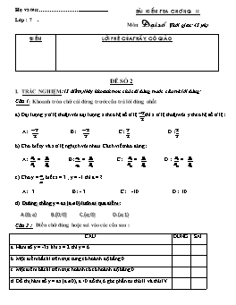 Đề kiểm tra Chương II môn Đại số lớp 7 - Đề số 2