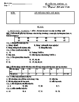 Đề kiểm tra Chương III môn Đại số lớp 7