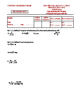 Đề kiểm tra học kỳ I môn Toán lớp 8 năm học 2014-2015 - THCS Bình Thành