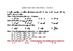 Đề kiểm tra viết Chương I môn Toán lớp 8