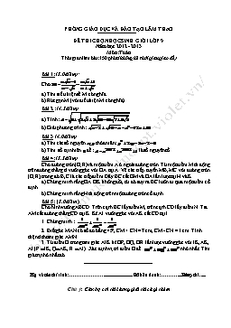 Đề thi chọn HSG môn Toán huyện Lâm Thao năm học 2012-2013