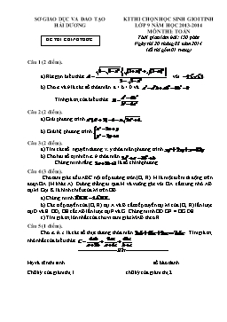 Đề thi chọn HSG tỉnh môn Toán lớp 9 năm học 2013-2014 - Tỉnh Hải Dương