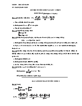 Đề thi tuyển sinh vào lớp 10 THPT môn Toán - Trần Quang Tiến