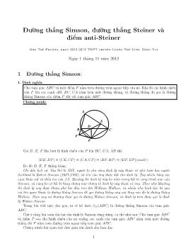 Đường thẳng Simson, đường thẳng Steiner và điểm anti-Steiner - Ông Thế Phương