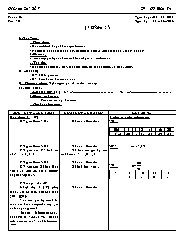 Giáo án Đại số 7 - Tiết 29: Hàm số - Đỗ Thừa Trí