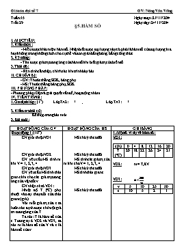 Giáo án Đại số 7 - Tuần 15 - Bài 5: Hàm số - Nông Văn Vững