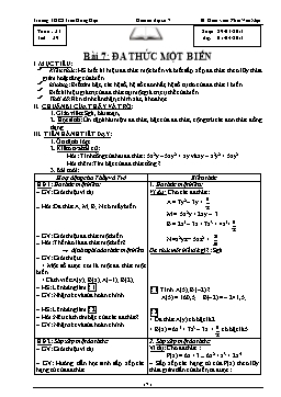 Giáo án Đại số 7 - Tuần 31 - Tiết 59: Đa thức một biến - Phan Văn Mậu