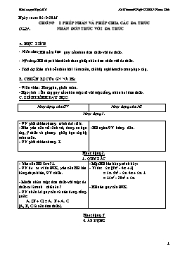 Giáo án Đại số 8 - Chương I: Phép nhân và phép chia các đa thức - Tiết 1: Nhân đơn thức với đa thức - Lê Thanh Việt