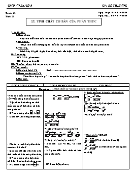 Giáo án Đại số 8 - Tuần 12 - Tiết 23: Tính chất cơ bản của phân thức - Đỗ Thị Hằng